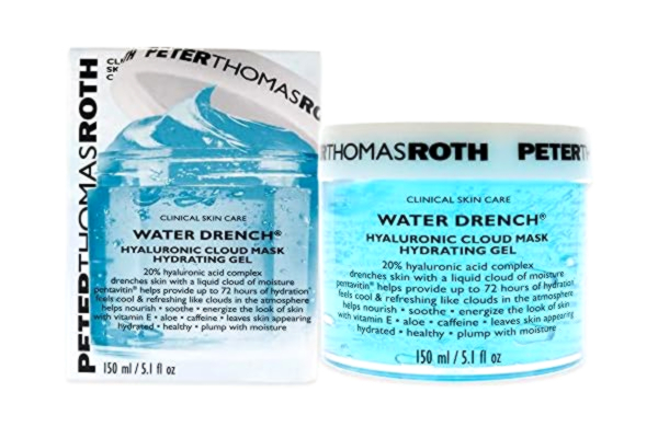 Peter Thomas Roth  Water Drench® Hyaluronic Cloud Mask 150 ml – Återfuktande Gelmask med 20% Hyaluronsyra – Vitamin E, Aloe & Koffein – Kylande, Uppfriskande & Djupt Återfuktande Ansiktsmask