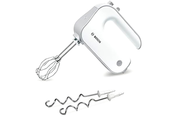 Bosch  Elvisp Styline 500 Watt Vit - 5 hastigheter - Ergonomiskt handtag - Låg vikt - Enkel att använda - Sladdlängd 1,4 m - Inklusive vispar och 2 kraftfulla degkrokar - MFQ4030