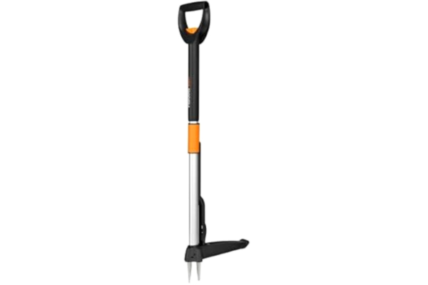 Fiskars  teleskopisk ogräsupptagare, längd 1-1,19 m, Rostfria armar/plasthandtag, svart/orange, Smart-Fit, 1020125