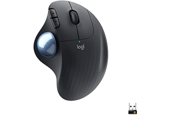 Logitech  ERGO M575 Wireless Trackball Mouse - Easy thumb control, precision and smooth tracking, ergonomic comfort design, for Windows, PC and Mac with Bluetooth and USB capabilities - Grey