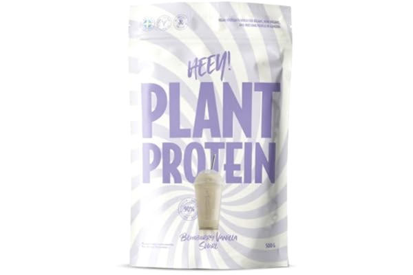 Heey!  Veganskt Proteinpulver, 27 g Protein per Portion, med Vitamin B12 (500 g, Blåbär vanilj)