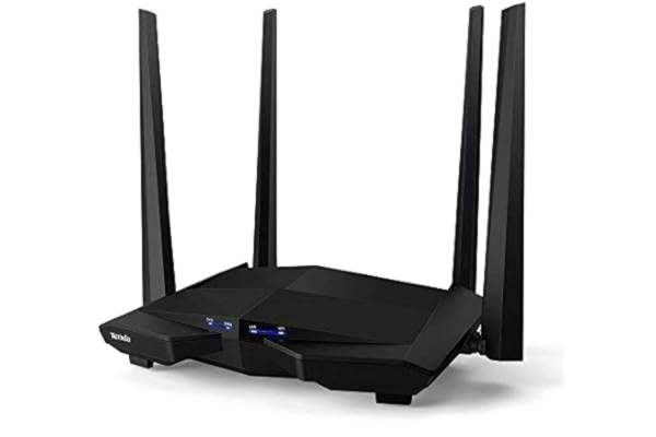 Tenda  AC10 Gigabit AC1200 trådlös WiFi-router (Dual Band 5 GHz, 867 Mbps, 2,4 GHz, 300 Mbps, 4 5 dBi-antenner, Broadcom-chip 1 GHz, DDR3-minne, spel, Beamforming +, kontrollapplikation)