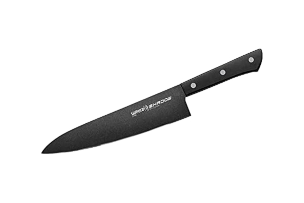 Samura  Shadow Couteau de cuisine japonais professionnel avec revêtement anti-adhésif Noir 208 mm Dureté 59 HRC