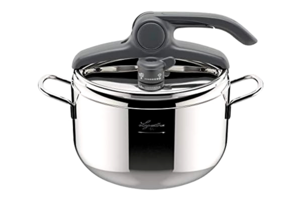 Lagostina  Irradial Control Lagoeasy'UP Autocuiseur 5 L en Acier Inoxydable 18/10 Ø 22 cm, Casserole Induction et à Gaz, Couvercle à Ouverture Facile, Fond Irradial Plus Triple Couche