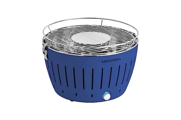LotusGrill  Classic Djupblå G340 rökcharmig träkolgrill/bordsgrill med USB-anslutning