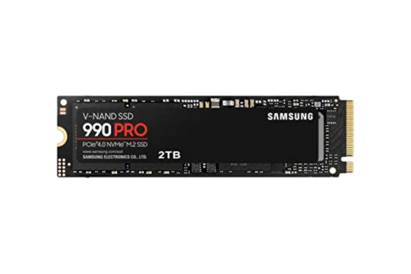 Samsung  990 PRO NVMe M.2 SSD, 2 TB, PCIe 4.0, läshastighet på 7 450 MB/s, skrivhastighet på 6 900 MB/s, intern SSD för gaming och videoredigering, svart, MZ-V9P2T0BW