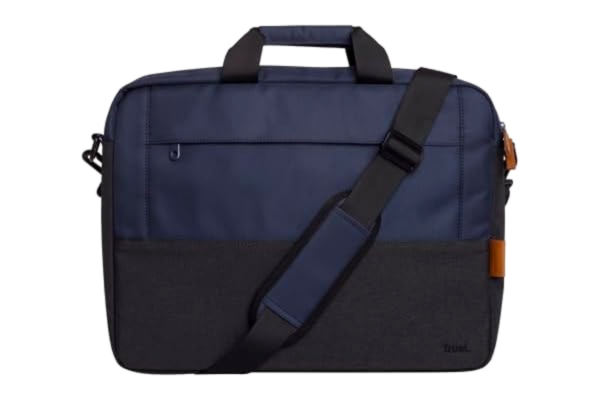Trust  Lisboa Laptopväska fodral 16 tum, resväska med vagnrem, tillverkad av återvunnen plast, affärsarbetsväska, axelväska för män, kvinnor, college, MacBook, HP, Dell, Asus, Lenovo – blå