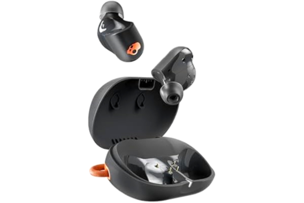 Skullcandy  Sesh ANC, Trådlösa In-ear-hörlurar med Aktiv Brusreducering, 48 Timmars Batteritid, Vattentäta Enligt IP67, Fungerar med iPhone, Android och Bluetooth-enheter – True Black/Orange