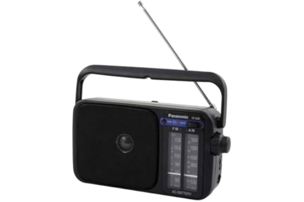 Panasonic  RF-2400DEG-K Bärbar radio med handtag, nät- eller batteridrift, svart