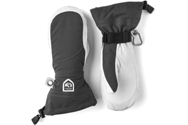 Hestra  Heli skidhandskar för kvinnor – klassiska snövantar i läder för skidåkning, snowboard och bergsklättring (dampassform) – grå/benvit – 7