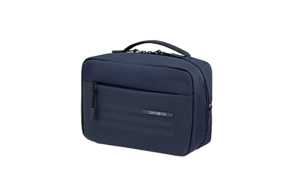 Samsonite  Stackd Toilet Kit, Toilettaske, Polyurethan (PU), Genanvendt polyethylenterephthalat (rPET), Blå, Monokromatisk, Lynlås, 1 lommer
