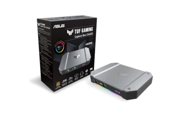 Asus ASUS TUF Gaming Capture Card CU4K30 (4K60 HDR-genomströmning, 4K30-inspelning, USB C 3.2, ljud-/kontrollingångar, certifierad för OBS™, ultralåg latens, PS4/PS4 Pro / PS5, Xbox One/Series X/S)