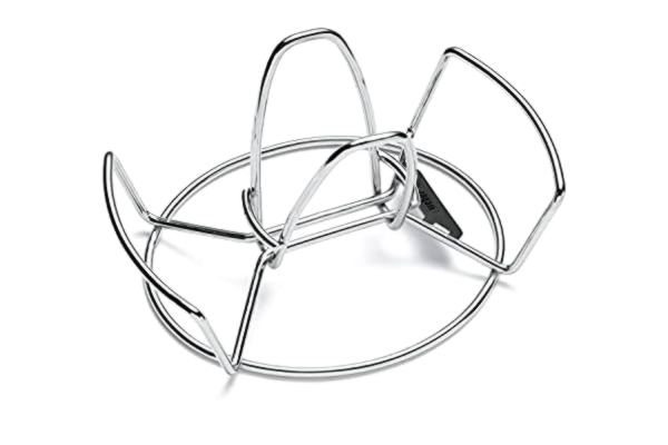 Weber  Kycklinghållare av rostfritt stål, med praktiska handtag, uppsammlings behållare för vätskor för krispig, jämnt tillagad & saftig kyckling, diskmaskinssäker - Silver (6482)