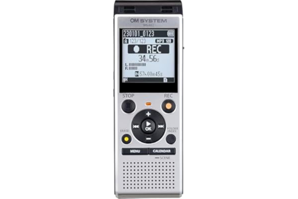 OM System OM SYSTEM WS-882 högkvalitativ digital diktafon med stereomikrofoner, 6 inspelningstyper, direkt USB, röstfilter, lågspärrfilter, 4 GB minne, röstbalansering, intelligent auto-läge, VCVA
