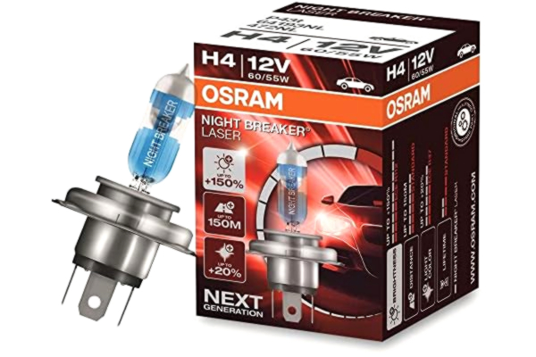 Osram OSRAM NIGHT BREAKER LASER, H4, +150 % högre ljusstyrka, Halogenstrålkastarlampa, 64193NL, 12V, 3900K, Kapsel (1 Pieces)