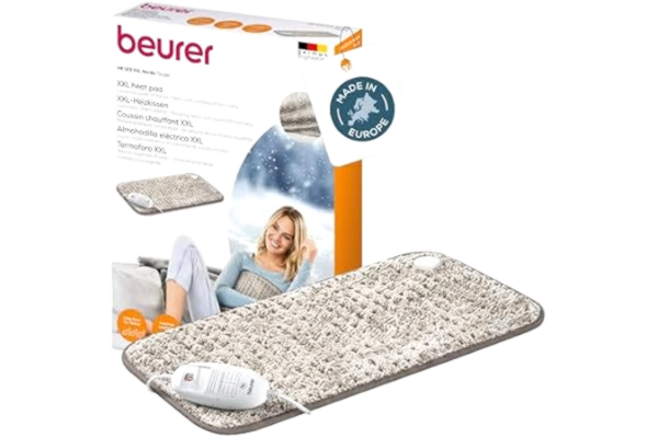 Beurer  HK 123 XXL Nordisk värmedyna, mysig värmedyna med 3 temperaturinställningar och automatisk avstängning, tvättbar i maskin, tillverkad i Europa, XXL-storlek 60 x 30 cm, pälslook