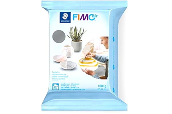 Fimo Staedtler Lufttorkande modelleringsmassa FIMO Air, grå, kan användas omedelbart, ingen bränning krävs, 1 000 g, behaglig känsla, klibbar inte, minst. 95% naturliga råvaror, 8101-80, 1000g