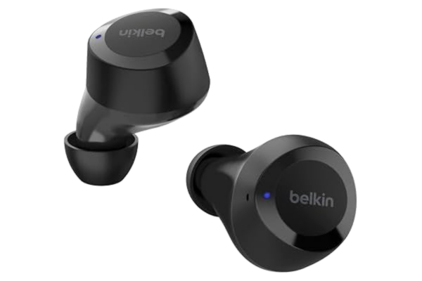 Belkin  SoundForm Bolt True Wireless-hörlurar, trådlösa hörlurar med upp till 28 tim. batteritid och mono-läge, IPX4 svett- och vattentåliga, Bluetooth-hörlurar med mikrofon för iPhone, Galaxy m.m.