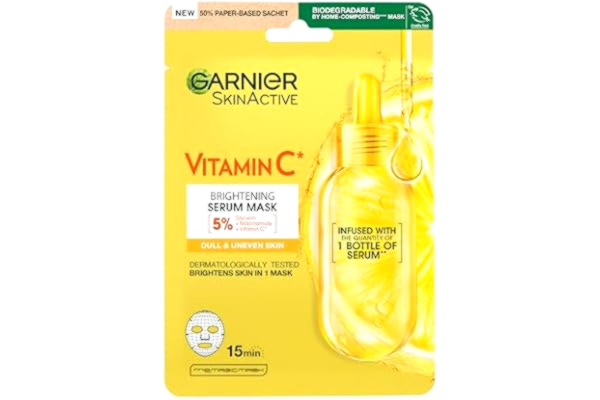 Garnier  SkinActive Vitamin C* Brightening + Glow Boosting Serum Tissuemask för matt hud 28 g