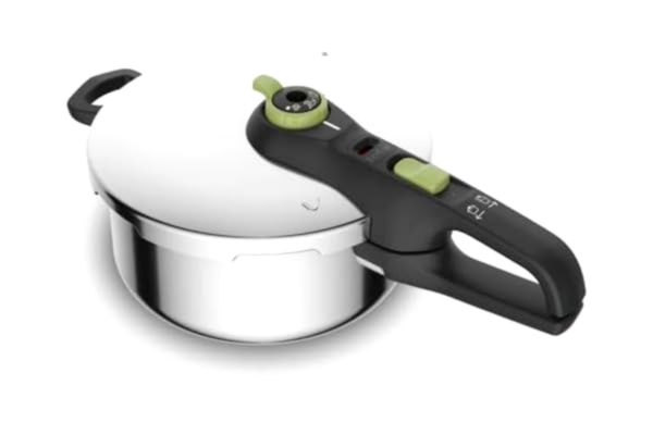 Tefal  P2580400 Secure Trendy tryckkokare 4 L | 2-stegs matlagningsregulator: Intensiv nivå 117°C, mild nivå 112°C | Induktion kapselbotten | för alla typer av spisar | kort grepp | rostfritt