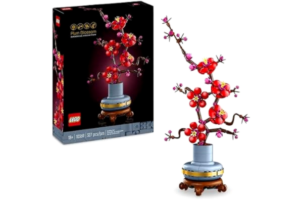 LEGO  Icons Plommonblomma Blomsterprydnad att visa upp, Underhållsfria plastblommor, Byggset för vuxna från Botanical Collection, Avslappnande byggsats för blomälskare 10369