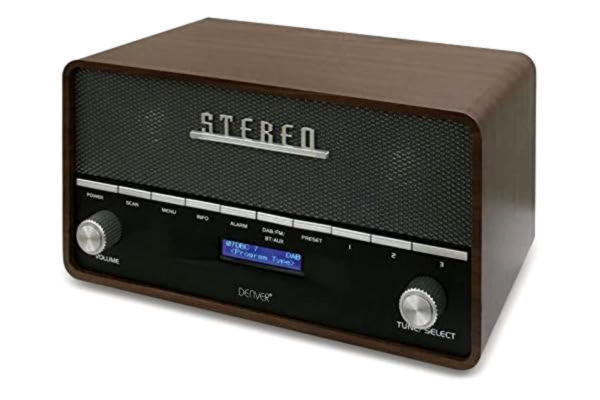 Denver  DAB-36 Digital Retroradio, 230 V, Brun, Svart