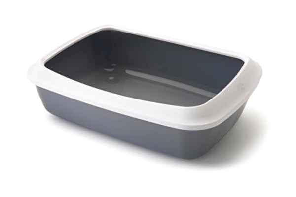 Savic Nobby Isis kattsandbricka med fälg, 42 cm, vit/kallgrå