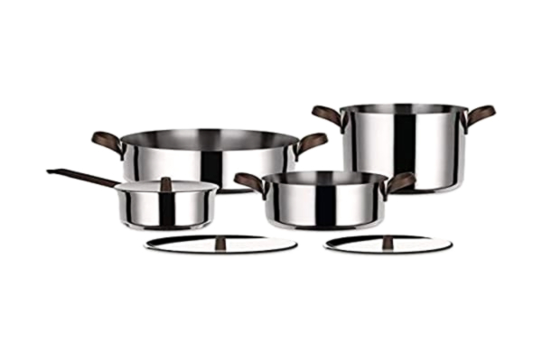 Alessi  Edo Kastrullsats, 18/10 rostfritt stålhandtag med PVD-beläggning, brun