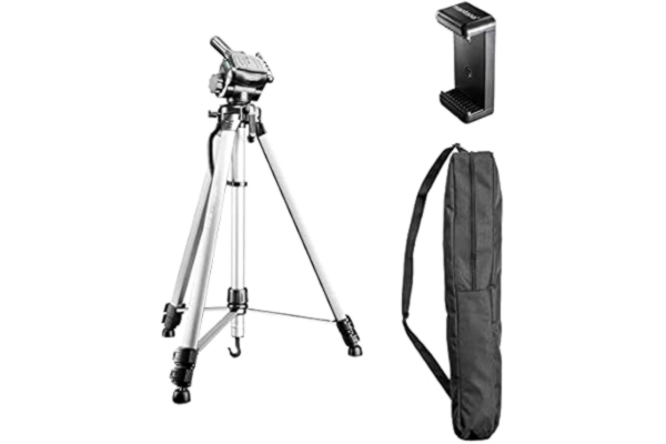 Walimex  Pro 22011 Trebenet stativ Arbejdshøjde=630 - 1680 mm Sort, Sølv inkl. håndsving , inkl. taske, Vaterpas