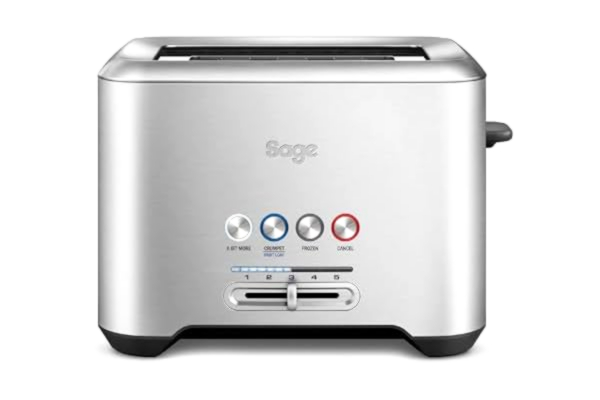 Sage Appliances Sage - The 'A Bit More' Toaster - Brödrost för 2 skivor, frallhållare, 4 inställningar, enkel rengöring - Borstat rostfritt stål