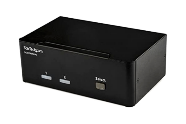 StarTech .com 2-port DisplayPort Dual Monitor KVM-omkopplare – DisplayPort KVM – 4K 60 Hz, svart