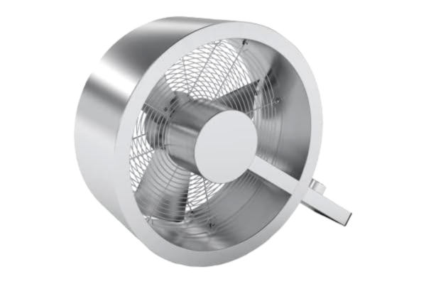 Stadler Form  Q, designer ventilator van aluminium/roestvrij staal met 3 snelheidsniveaus, 40W, zilver