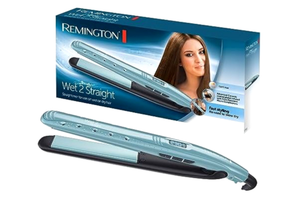 Remington  plattång för våt och torr användning, digital display, 140-230°C, värmeaktiverade anti-frizz mikroaktiva ingredienser, Wet2Straight S7300