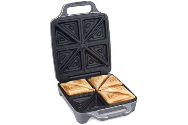 Cloer  6269 Smörgåsmakare XXL för 4 smörgåsar halverade diagonalt, 1800 W,Amerikanska toasts, XXL-fyllningar, meddelande om optiskt slutförande