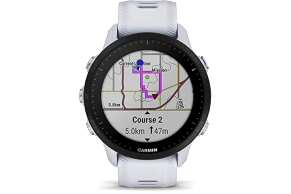 Garmin  Forerunner 955 - Sportsur med rem - silikone - håndledsstørrelse: 130-220 mm - display 1.3 - 32 GB - Bluetooth, Wi-Fi, ANT+ - 52 g - whitestone