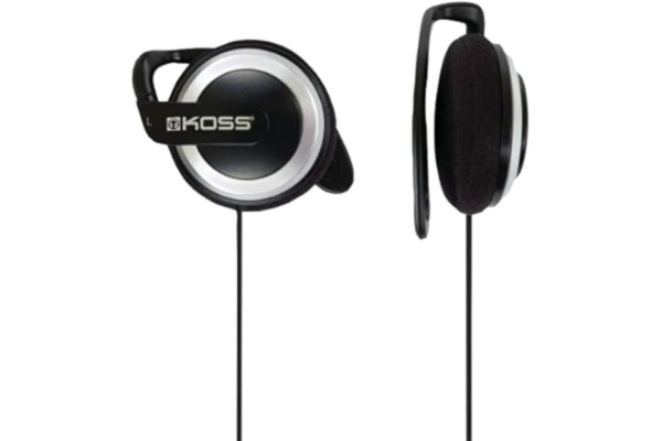 Koss  KSC21 Sportclip Clip-On hörlurar (3,5 mm uttag) för iMac/laptop/iPhone/iPad/iPod/MP3-spelare/Samsung/smartphones - svart