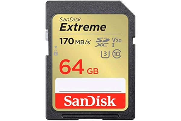 SanDisk  64GB Extreme SDXC kort, upp till 170 MB/s + RescuePro Deluxe, UHS-I, Kort 10, U3 V30