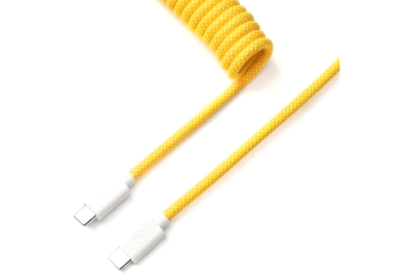 Keychron  Coiled Aviator Cable – spiralkabel för mekaniskt tangentbord gul – enkel