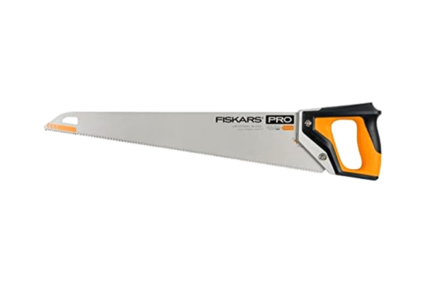Fiskars  Pro Handsåg för trä, laminat och PVC, Längd på bladet: 55 cm, 7 TPI, Svart/Orange, PowerTooth, 1062916
