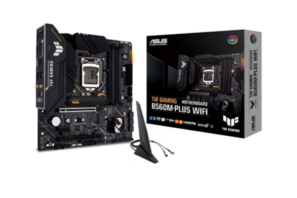 Asus ASUS TUF GAMING B560M-PLUS WIFI Carte mère Intel B560 LGA 1200 mATX (2xM.2, 8+1 phases d'alimentation, Intel Wi-Fi 6, DisplayPort 1.4, HDMI 2.0, USB 3.2 Gen 2, PCIe 4.0, Thunderbolt 4, Aura Sync RGB)