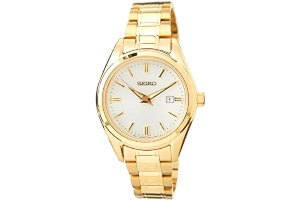 Seiko  Damklocka kvarts rostfritt stål med rostfritt stål band SUR632P1, guld, armband, Guldfärgad, Eén maat, armband