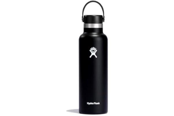 Hydro Flask HYDRO FLASK - Drickflaska 621 ml (21 oz) - Vakuumisolerad stålflaska i pulverlackerat rostfritt stål med läckagesäker Flex Cap - BPA-fri - Bredmun - Black