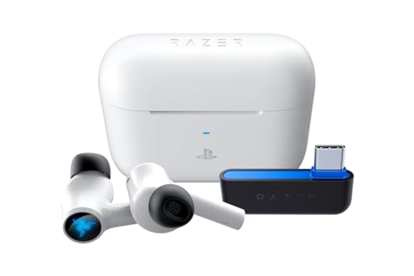 Razer  Hammerhead HyperSpeed - Licensierat trådlöst spelheadset för flera plattformar för PlayStation (HyperSpeed Wireless, Active Noise Cancellation) Vit