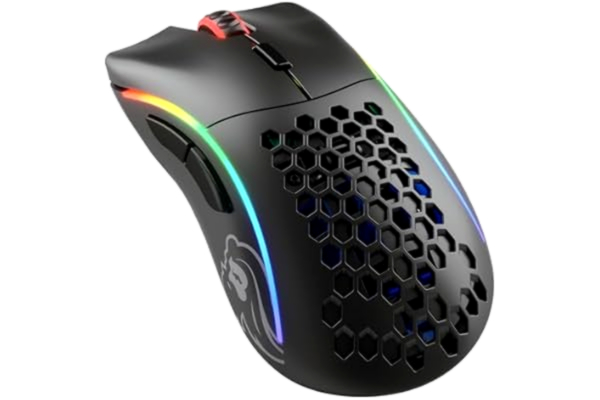 Glorious  Gaming Model D Wireless – gamingmus, superlätt, 69 g, laggfri 2,4 GHz-anslutning, upp till 71 timmars batteri, RGB, BAMF-sensor, ergonomisk, 6 knappar – Matt svart