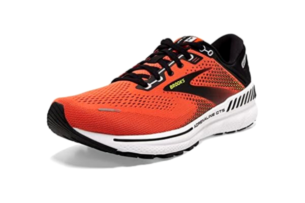Brooks  Adrenaline Gts 22 Hardloopschoenen voor heren, Oranje Zwart Wit, 44.5 EU