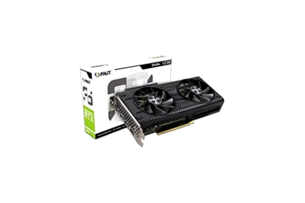 Palit  GeForce RTX 3060 Dual 12 GB GDDR6-grafikkort, 3584 Core, 1320 MHz GPU, 1777 MHz Boost, Ampere arkitektur, 3 x DisplayPort, HDMI, dubbla fläktar med 0-dB-teknik