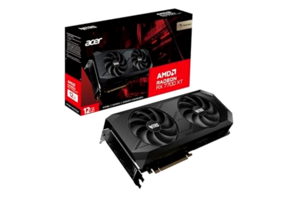 Acer ACER Nitro AMD Radeon RX 7700 XT OC - 12GB VRAM GDDR6, HDMI, 3X DP - PCIe 4.0 - dubbel fläkt - svart - grafikkort