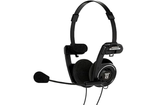 Koss  Porta Pro Dubbelsidig kommunikationshjälm med flexibel elektretmikrofon handsfree vikbar design 3,5 mm TRRS-uttag svart