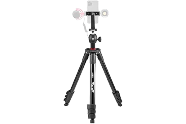 Joby JOBY Kompakt ljussats, smartphone/kamerastativ med kulhuvud, universell smartphonehållare, bärväska, för CSC, DSLR, spegellös kamera, smartphone, färg: svart, 1,5 kg kapacitet