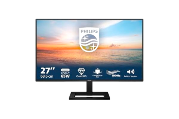 Philips  27E1N1600AE - LED-skærm - 27 - 2560 x 1440 QHD @ 100 Hz - IPS - 1500:1 - 1 ms - HDMI, USB-C - højtalere - sort